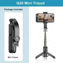 TOKQI Mini palo de selfie extensible con trípode, luz de relleno de 3 en 1 de colores, soporte de teléfono giratorio 360° y control remoto inalámbrico, de bolsillo para exteriores, vlog, transmisión en vivo y grabación de video - Negro - Ver 14