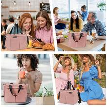 YQQ FUWEN Gran Capacidad Bolsa del Almuerzo Bolsas Térmicas para Hombres y Mujeres Reutilizable con Correa Tenedor Cuchara Cristales Hielo Forro a Prueba de Fugas para Picnic Trabajo Camping2179 - Rosa - Ver 8