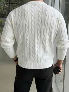 GRDR Men's Casual Twist Floral Pattern Crew Neck Long Sleeve Knit Sweater