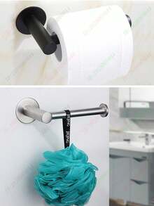 1pc Stainless Steel Toilet Paper Holder, Self-Adhesive Tissue Dispenser, Comfortable Paper Towel Rack, Absorbent Napkin Holder, Bathroom Accessories, Kitchen Towel Rack, Paper Towel Holder, No Drilling Required, Wall-Mounted, Storage Cabinet, Bathroom Organizer, Bathroom Hardware, Bathroom Decor, Round/Square Base - Multicolor - View 6