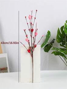 情人节仿真花，粉色和红色仿珍珠心形浆果枝，手工扭制心形花枝，DIY装饰，花瓶插花，婚礼装饰及礼物，情人节礼物，桌面装饰，派对装饰，家居装饰