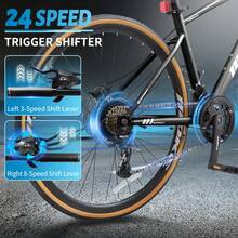 Hybrid Bike, 24-Speed 700C Wheel Hybrid Bicycle With Dual Disc Brakes, Trigger Shifting, Internal Wiring Frame, Lightweight City Commuter Bicycle For Men Women Adult, Multiple Colors - màu đen - Xem 3