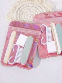 3-In-1 Manicure And Pedicure Set, Nail File And Orange Stick Set, Double-Sided Nail File, Wooden Cuticle Pusher, Nail Cleaning Tools, Nail Buffers, Nail Art Brushes, Professional Nail Care Supplies - Multicolor - View 5