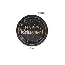 10/20/40/50pcs,Black Golden Retirement Theme Party Paper Plates, Black Golden Retirement Happy Food Disposable Party Supplies, Disposable 7inch And 9inch Paper Plates Party Tableware Suitable For Birthday Wedding Party Family Picnic Gatherings - Multicolor - View 9