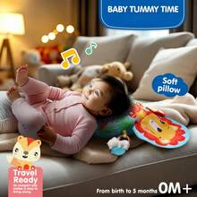 婴儿趴卧游戏垫带摇铃玩具 - 包括U型学习垫和色彩鲜艳的动物水果图案 - 促进运动技能发展，经久耐用，带有摇铃和BB音 - 趣味设计，柔软面料