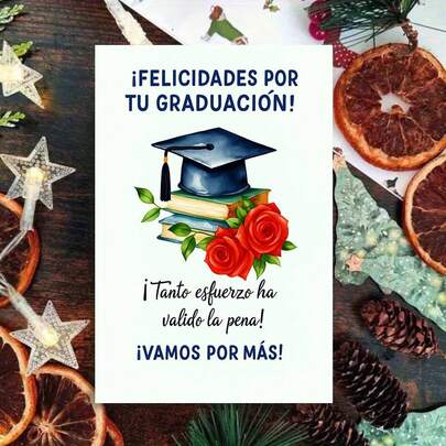 1 Peça Cartão de Felicitações de Graduação Espanhol Sincero com Envelope - Design "Desejos de Graduação", Boné de Formatura e Acentos de Rosa em Aquarela, Perfeito para Homenagear Formandos, Ideal para Surpresas de Formatura e Gestos de Orgulho, Cartão de Formatura | Cartão Temático em Aquarela | Cartão de Saudação de Papel, Acessórios para Presente