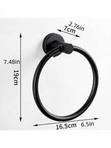 1pc 304 Stainless Steel Round Towel Ring Holder, Bathroom Towel Rack - Multicolor - View 2