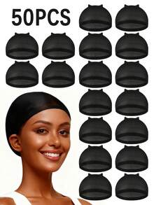 20pcs Wig Cap Elastic Mesh Wig Liner, Wig Cap, Beige Elastic Nylon Wig Cap - Multicolor - View 19
