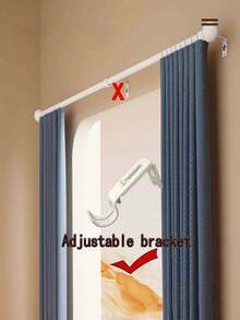 1Pc Premium Curtain Pole-For 47-Inch- 200-Inch Windows, Large Modular Curtain Pole, Adjustable, Seamless Appearance-Premium Aluminum Solid End Caps-Concentrated Light Black Appearance, For Windows Ball Base, Including All Hardware, Bathroom Decor - Multiple Styles - View 5