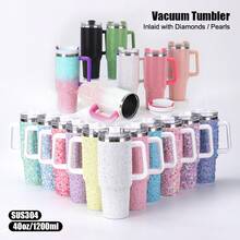 1pc 40oz Reusable Vacuum Insulated Water Bottle With Handle, Leak-Proof Lid & Straw, Keeps Drinks Hot/Cold For Long Time - 40oz - View 12