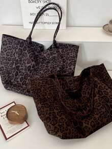 New Autumn/Winter Leopard Print Large Capacity Shoulder Bag, Suitable For Daily Use, Commuting, School And Casual Occasions - Multicolor - View 12