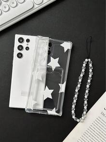 五角星彩绘透明插卡槽硅胶软壳全包覆保护手机壳，附赠串珠手链配件，兼容三星 Galaxy S25/S25 Plus/S25 Ultra/A16/A36/A26/A56/A50/A12/A32/A52/A72/A51/A21S/A13/A14/S24/S24 Plus/S24 Ultra、S22/A52/A53/A54/A55、S23、11/12 Pro/12/12X/13 Pro/14 Pro/15 Pro、Redmi 10/9/Note 9/12C/Note 11 Pro/Note 8 Pro - 彩色 - 查看 5