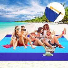 Manta de Playa 200 x 210 cm Compacta Alfombras para Picnic Impermeable y Resistente a La Arena Plegable Tapete de Viaje con Bolsa portátil para Playa Césped Parque Senderismo Camping Yoga - Azul - Ver 5