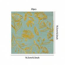 20/40/60/100张装，优雅鼠尾草绿配金色复古花卉餐巾纸（6.5英寸）- 金箔叶子图案 | 双层一次性奢华纸巾，适用于订婚派对、迎婴派对、下午茶、婚礼鸡尾酒会、奢华餐桌装饰 - 綠色 - 查看 11