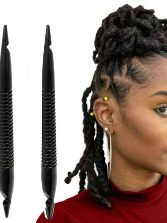 1/2 st dubbeländad flätkrokverktyg - hårvävningsnål, svart plaststylingtillbehör för flätning, professionell hårstyling | Dubbelhövdad design | Plastmaterial, för kvinnor hårförlängningar, hårspännen, dreadlocks flätverktyg