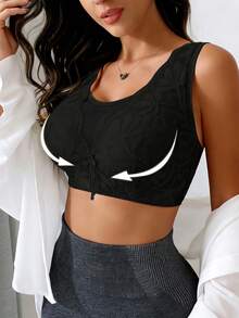 Women's Wireless Push-Up Bra With Lift, Anti-Sagging, Removable Pads, Suitable For Large Bust, Thin Material - Black - View 6