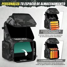 RAINSMORE Mochila de pesca 45L Mochila para aparejos de pesca con portacañas y funda impermeable Bolsa de agua grande para guardar equipo de pesca - Camuflajenegroygris - Ver 4