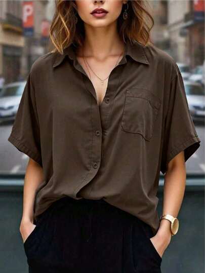 女士休闲短袖衬衫，适合夏季度假