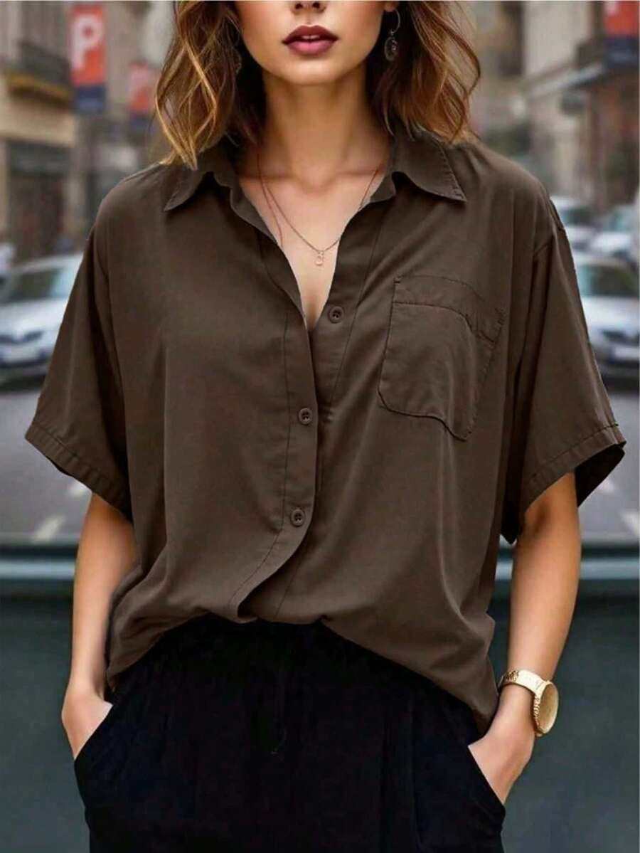 Áo cánh ngắn tay thường ngày dành cho nữ, thích hợp cho kỳ nghỉ hè - màu nâu - Xem 1