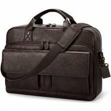 NEWHEY 男士笔记本电脑包 PU 皮革斜挎包 15.6 英寸公文包 复古电脑手提包 商务办公 - 彩色 - 查看 13