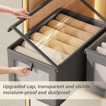 QY- GAESHOW 6 Piezas Caja de Almacenamiento con Tapa Cajas Organizadoras para Clósets Organizador de Ropa Plegable para el Hogar Dormitorio Armario Oficina Gris -3955 - como en la foto - Ver 4