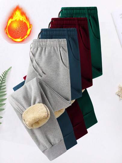 (Autumn/Winter) Men's Drawstring Waist Thermal Lined Fitness Gym Workout Cycling Jogger Pants, Versatile For Daily Wear, Best Gift For Boyfriend