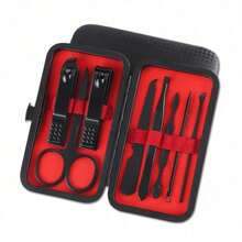 8/24pcs  - Grooming Kit With Luxurious Upgraded Travel Case Manicure Set Professional Pedicure Kit Nail Clippers Kit - Nail Care Tools - Đỏ - Xem 2