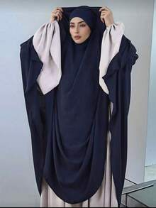 1pc Women Muslim Solid Color Butterfly Khimar, Overhead Hijab Scarf, Multifunctional Headscarf, Suitable For Daily Wear, Prayer And Going Out - băng đô lớn - Xem 1