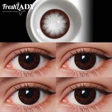 FRESH LADY Freshlady Natural Colored Contacts Pupilentes Big Eyes 14.5mm Coffee Colored Contact Lenses 1 Year Disposable Halloween Costume Cosplay - Brown - View 3