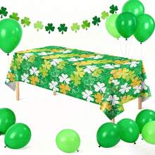 St Patricks Day Tablecloth Green Clover Disposable Table Cover Rectangle Ireland Table Cloth For Home Party Decoration - Green - View 2