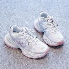 2025春季新款时尚厚底运动鞋，系带休闲高帮女鞋 - 粉色 - 查看 4