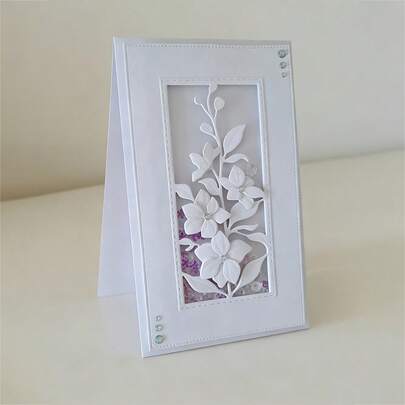 1pc Flower Frame Metal Cutting Die, DIY Scrapbooking Embossing Mold, Card Making Template, Suitable For Album, Handmade Card Decoration