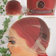 360 Full Lace Front Wig For Women Ginger Orange Long Straight Hair Wigs Pre Plucked Hairline Heat Resistant Fiber Soft Dark Orange Colored Wig Glueless Free Part HD Lace Natural Look Full Lace Synthetic Hair Replacement Wigs For Women & Men All Ethnicities, Party & Daily Wear 180% Density 30 Inch - 紅色 - 查看 8