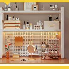 Desktop Bookshelf For Computer Desk,2-Tier Multipurpose Iron Hutch Countertop Bookshelf,Iron Desktop Bookcase Desktop Shelf Bookcase For Office Supplies Organizer,Home Decor,45.3''W,White - 白色 - 查看 5