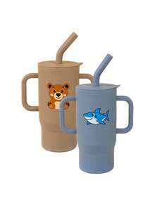 210ml Baby Silicone Sippy Cup, Anti-Leak Anti-Drop, Toddler Water Training Cup With Cute Pattern Straw, Detachable & Easy To Clean, Recommended As Christmas & New Year Holiday Gift - Multicolor - View 22