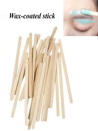 100pcs/40pcs/20pcs/10pcs Beauty Hair Removal Wooden Sticks, Disposable Wooden Sticks For Wax Preparation And Application, Wooden Pulp