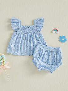 Baby Girls Tank Top Co-Ords - Blue - View 2