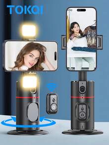 TOKQI 360° Rotatable Automatic Face Tracking Gimbal Stabilizer For Smartphones/Cameras, Detachable Phone Holder With Bluetooth Wireless Remote Control, Compatible With IOS And Android, Suitable For Photography, Vacation Travel, Outdoor Activities And Live Streaming, No App Required - 彩色 - 查看 2