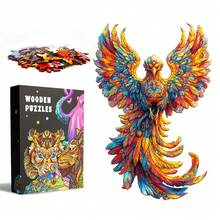 1件 Flameborn 木製不對稱拼圖，動物造型 2D 拼圖玩具，適合兒童與成人，教育遊戲，派對、節日、聖誕與生日禮物，獨特魔幻桌面裝飾創意木製拼圖禮品 - 彩色 - 查看 3