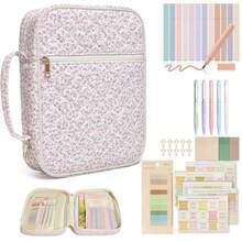 Bible Cover Case For Women Grils, Preppy Bible Bag With Adjustable Shoulder Strap, Waterproof Bible Carrying Tote Bags Holder For Bible Study Supplies Accessories & Christian Gifts - 粉紅色小花 - 查看 1