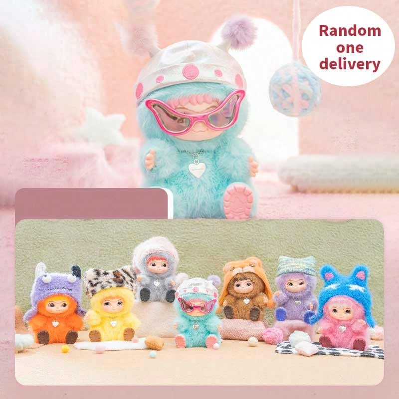 Miniso Wakuku Fluffy Party 系列乙烯基和毛绒盲盒 - 动物连帽衫 + 心形吊坠细节,柔软毛绒和耐用乙烯基材质,是收藏和桌面装饰的理想之选(随机发货 1 件) - 彩色 - 查看 1