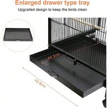 Bird Cage Open Top Standing Parrot Parakeet Cage With Rolling Stand Large Metal Bird Flight Cage For Conure Parekette Cockatiel Finch Macaw Cockatoo Pet HouseBlack Square - Square - View 4
