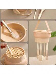 1pc Makeup Brush Cleaning Bowl, Makeup Sponge Drying Rack, Beauty Cleaning Tool - Multicolor - View 5