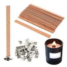 30pcs/Set (Including Wooden Wick + Base) Wooden Wick Candle Wick Kit, Includes Candle Wicks, Iron Frame, Smokeless Wooden Wick Candle Wicks, Suitable For DIY Candle Making - Brown - View 2
