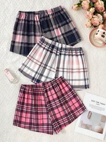 Bộ 3 quần short kẻ caro cho nữ. - Nhiều màu - Xem 2