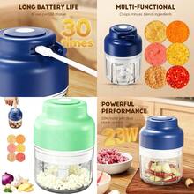 PZW 2025 New Small Garlic Chopper Mincer Upgrade Electric Mini Garlic Chopper Set USB Charging Wireless Mini Electric Food Processor for Mashing Onion Chili Ginger 250ml Green2537 - Verde - Ver 1