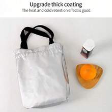 Large Capacity Insulated Lunch Bag, Drawstring Closure And Thick Fabric Design, Portable Thermal Lunch Bag With Aluminum Foil Layer, Suitable For Office, School, Picnic, Outdoor Travel, Camping, Garden, Beach Lunch And Daily Food Carrying