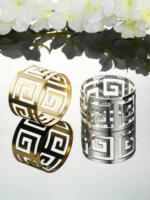 1个精致奢华的金色星月餐巾环，镂空餐巾架，适合家庭和酒店餐桌装饰，是婚礼、节日派对主题的完美之选，也是餐厅的必备用品。 - 彩色 - 查看 6