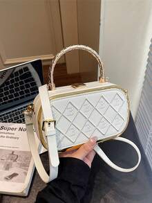 Bolso de mano para mujer, de gran capacidad, estilo retro, bolso de motocicleta, estilo coreano, bolso de nicho para ir al trabajo, bolso de hombro/cruzado/tote de moda - Beis - Ver 8