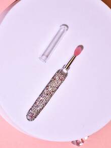 Diseño de mango con diamantes de colores múltiples, Pincel de labios, Herramienta de pincel de silicona para labios, Pincel aplicador de lápiz labial, Con tapa protectora, Adecuado para brochas de maquillaje, aplicadores de mascarilla labial, sombra de ojos, pincel de labios para aplicar máscara facial, lápiz labial y brillo de labios.